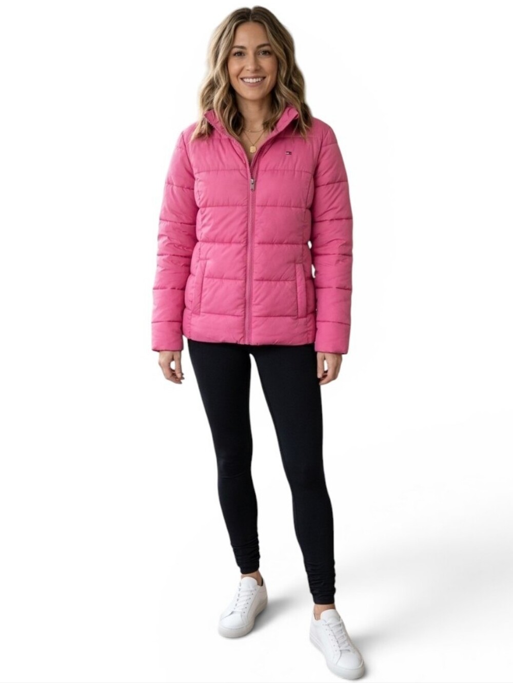 NWT Time & Tru Pink Puffer Jacket Full Zip Warm Quilted Coat SZ S